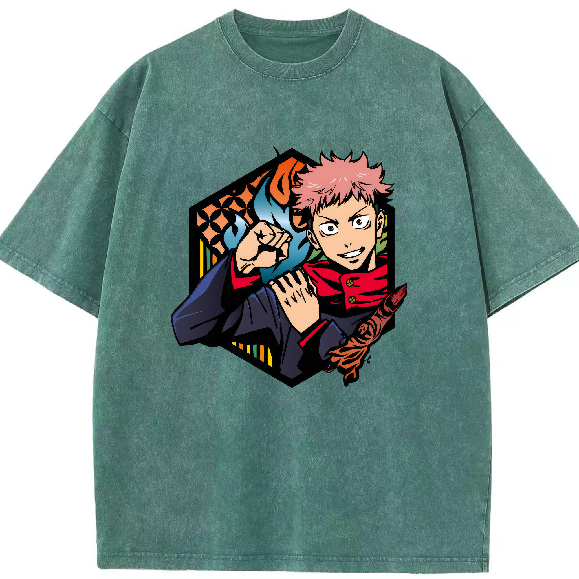 （画像用） 呪術廻戦 Jujutsu Kaisen 綿100% ヴィンテージ風 半袖Tシャツ（フロントプリント）
